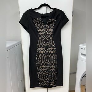 EUC Dress Barn Collection Black dress with lace looking front panel